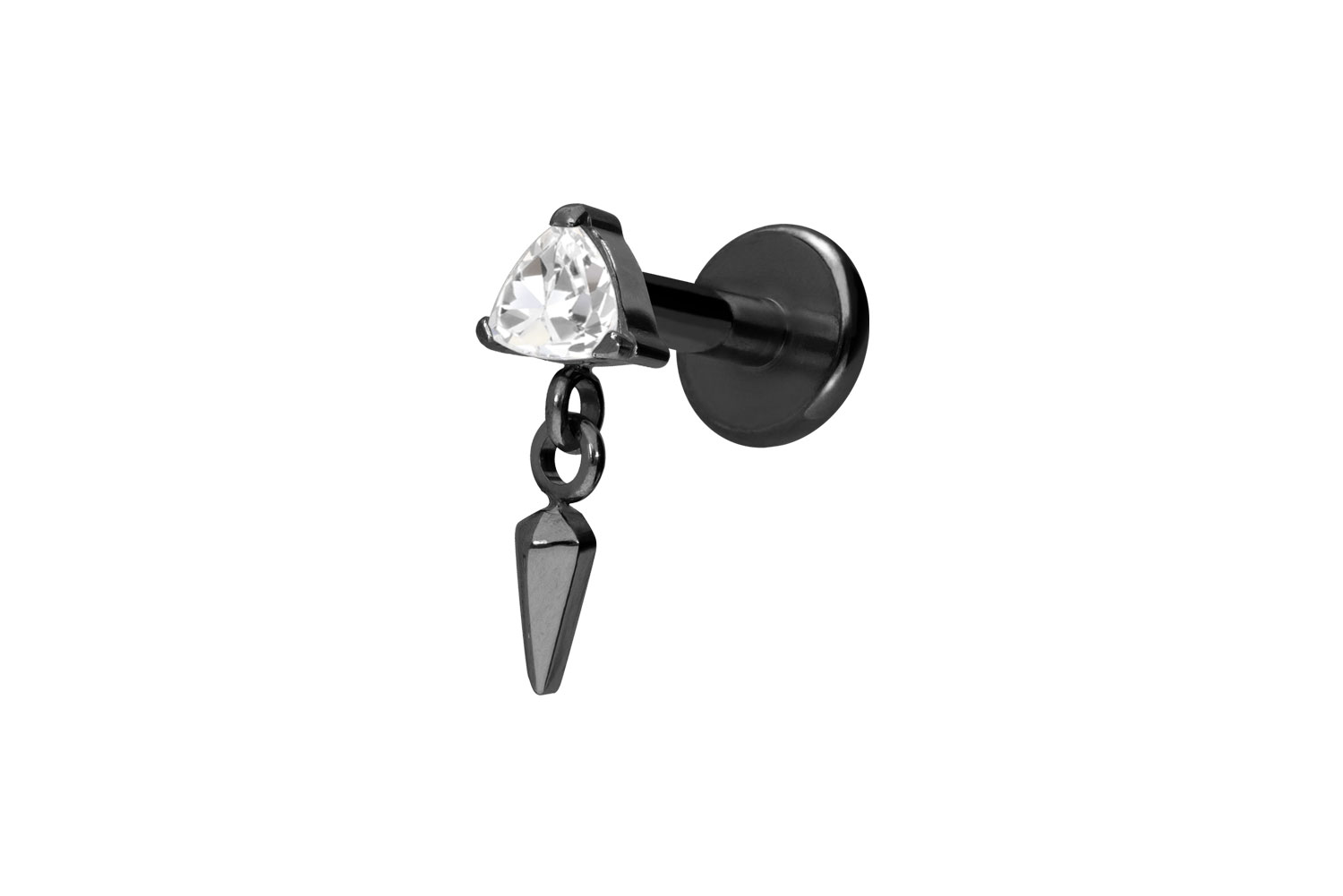 Titan Labret Piercing mit Innengewinde KRISTALLDREIECK +SPITZE